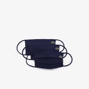 Navy Blue Lacoste L.12.12 Face Masks 3-Pack | DCUXBQ-613