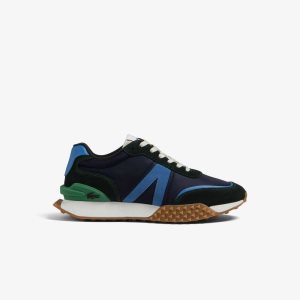 Navy/Blue Lacoste L-Spin Deluxe Leather Sneakers | HQPXBK-693