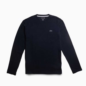 Navy Blue Lacoste Long Sleeve Lounge T-Shirt | TPZSVX-809