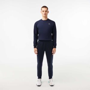 Navy Blue Lacoste Mesh Panels Trackpants | FXCMUE-618