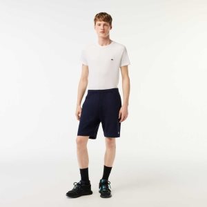 Navy Blue Lacoste Organic Brushed Cotton Fleece Shorts | HSMWIR-471