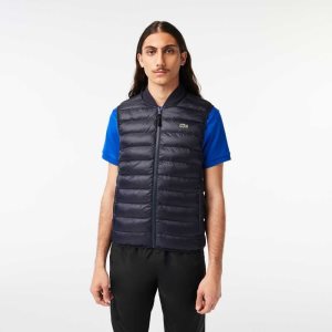 Navy Blue Lacoste Padded Water-Repellent Vest | ASFIKQ-784