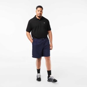 Navy Blue Lacoste SPORT Big Fit Jersey Lined Shorts | PZBLXM-324