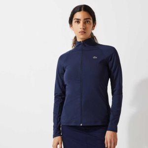 Navy Blue Lacoste SPORT Breathable Ergonomic Zip Golf Jacket | ZARSBE-356