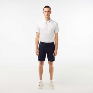 Navy Blue Lacoste SPORT Lightweight Stretch Golf Shorts | HXOKFC-920