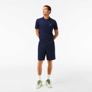 Navy Blue Lacoste SPORT Tennis Solid Diamond Weave Shorts | KIUJCG-831