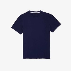 Navy Blue Lacoste Short Sleeve Lounge T-Shirt | HNEMDC-260