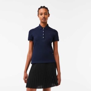 Navy Blue Lacoste Slim Fit Stretch Cotton Pique Polo | HRYPQJ-714