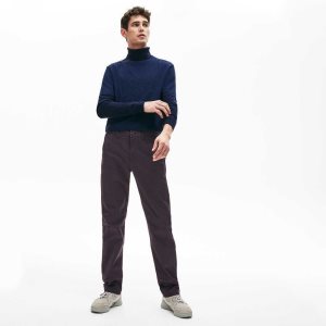 Navy Blue Lacoste Stretch Cotton Chino Pants | XLCQPU-713