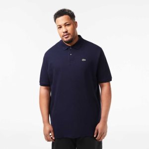 Navy Blue Lacoste Tall Fit Cotton Petit Pique Polo | MDNKIX-743