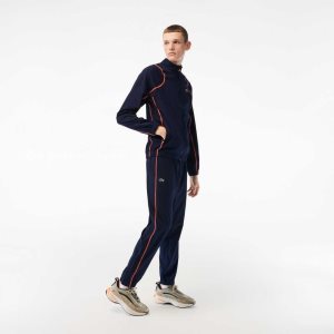 Navy Blue / Orange Lacoste Tennis High-Neck Jogger Set | VOFXCG-368