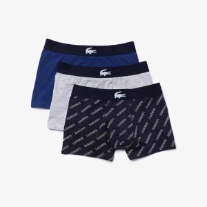 Navy Blue / White / Grey Chine / Navy Blue Lacoste Stretch Cotton Trunk 3-Pack | GXWVFI-183