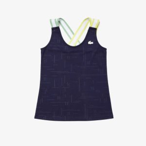 Navy Blue / White Lacoste SPORT Close-Fitting Tank Top | BLPHAX-163