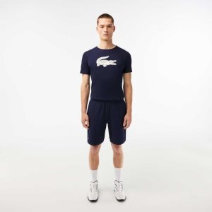 Navy Blue / White Lacoste SPORT Ultra-Light Shorts | GDJNLU-682