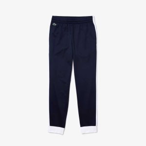 Navy Blue / White / Navy Blue Lacoste SPORT Pique Jogging Pants | JRLCON-109