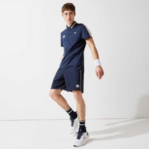 Navy Blue / White / Navy Blue Lacoste SPORT French Open Edition Lightweight Stretch Shorts | OCGLXY-340