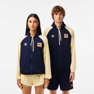 Navy Blue / Yellow Lacoste SPORT Roland Garros Edition Zip Sweatshirt | EAOJPC-185