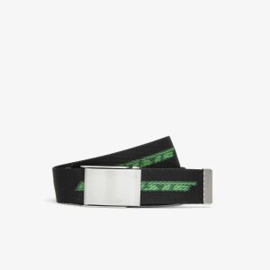 Noir Estragon Vert 132 Lacoste Contrast Logo Print Belt | XSFOQN-849