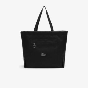 Noir Patch Lacoste Contrast Branding Oversized Tote Bag | BZGHCD-751