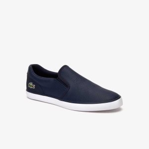 Nvy/Wht Lacoste Jouer Leather Slip-On Sneakers | AFGQVY-218