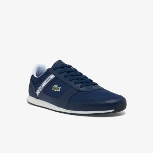 Nvy/Wht Lacoste Menerva Sport Leather Sneakers | TWAYDF-281