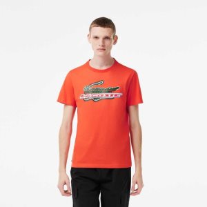 Orange Lacoste SPORT Regular Fit Organic Cotton T-Shirt | AIZUHL-279