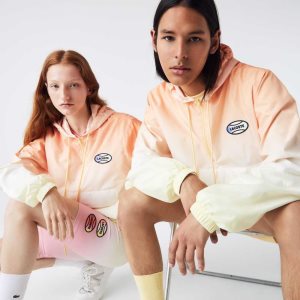 Orange / White / Yellow Lacoste LIVE Lightweight Pullover Windbreaker | MESWJI-356