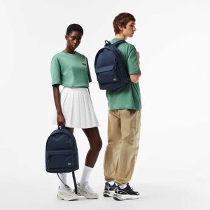 Peacoat Lacoste Computer Compartment Backpack | SMRZVO-061