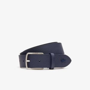 Peacoat Lacoste Engraved Buckle Texturised Leather Belt | KJWYPQ-217