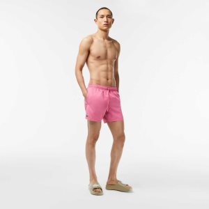 Pink / Green Lacoste Light Quick-Dry Swim Shorts | QCWGSB-840