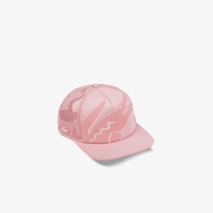 Pink Lacoste Crocodile Print Neoprene And Mesh Cap | THZPCY-159