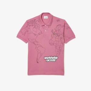 Pink Lacoste Original L.12.12 Planisphere Polo | MXFWSQ-846