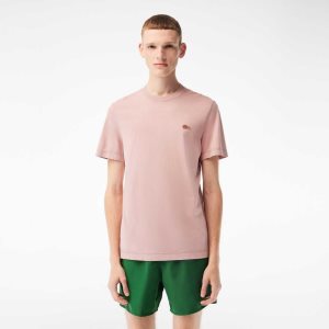 Pink Lacoste Plain Organic Cotton T-Shirt | ZYRFEB-520