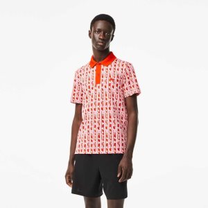 Pink / Red Lacoste Movement Two-Tone Printed Polo | EYGJDM-350