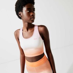 Pink / White / Orange Lacoste SPORT Summer Pack Racer Back Sports Bra | EVWUCZ-367