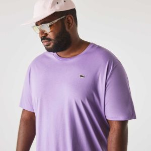 Purple Lacoste Big Fit Crew Neck Cotton Jersey T-Shirt | SLRUWK-852