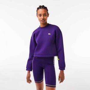 Purple Lacoste SPORT Loose Fit Drawstring Sweatshirt | ZSGPWU-782