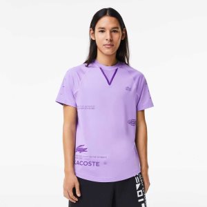 Purple Lacoste SPORT Stretch Jersey T-Shirt | JVREDQ-342