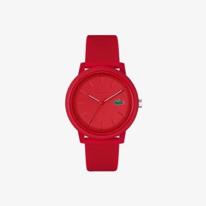 Red Lacoste 12.12 Red Silicone Strap Watch | SOUKYP-342