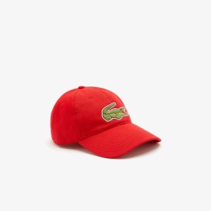 Red Lacoste Adjustable Organic Cotton Twill Cap | HPFNWC-467