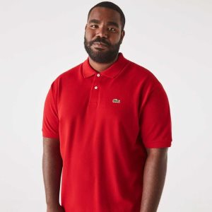 Red Lacoste Big Fit Cotton Petit Pique Polo | FCVMUZ-648