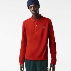 Red Lacoste Classic Fit Speckled Print Polo | EPTYFN-702