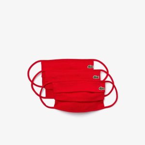 Red Lacoste L.12.12 Face Masks 3-Pack | QTUMFK-940