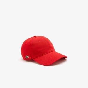 Red Lacoste Organic Cotton Twill Cap | VAUDLJ-873