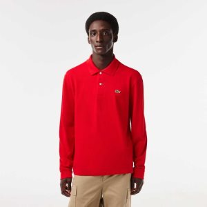 Red Lacoste Original L.12.12 Long Sleeve Cotton Polo | ICLTOA-612