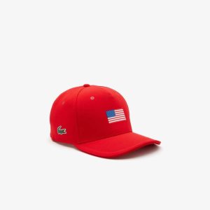 Red Lacoste Presidents Cup SPORT American Flag Adjustable Cap | LZFPWK-436