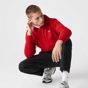 Red Lacoste SPORT Lightweight Bi-material Hoodie | BEALDX-507