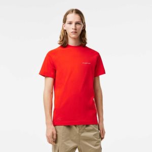 Red Lacoste Slim Fit Organic Cotton Pique T-Shirt | DCSJHM-139