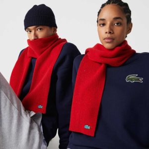 Red Lacoste Speckled Wool Scarf | CLDGEX-268