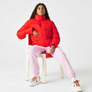 Red Lacoste Stowable Hood Padded Jacket | GZLBHK-867